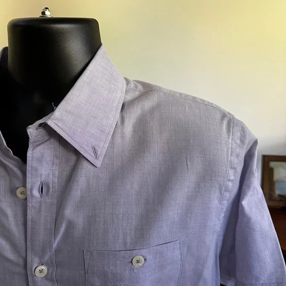 Men's Light Blue Casual Button Down Shirt - Picture 2 of 4